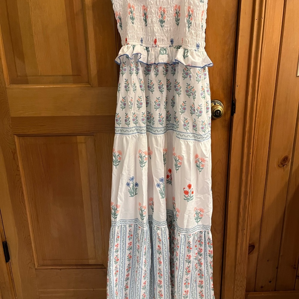 SHEIN Floral Maxi Dress - White and Blue